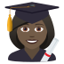 👩🏿‍🎓 woman student: dark skin tone display on JoyPixels